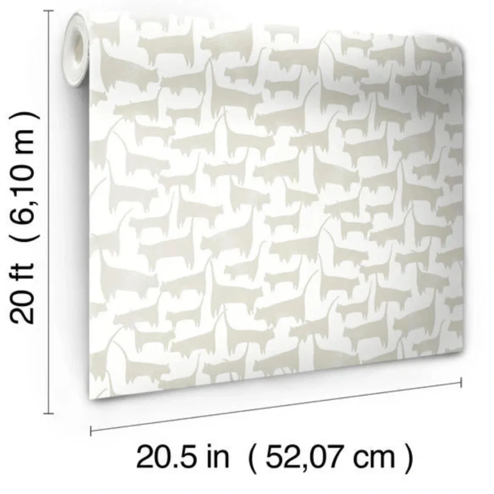 York Cat Tails Premium Peel + Stick Wallpaper Color: Neutral NWT